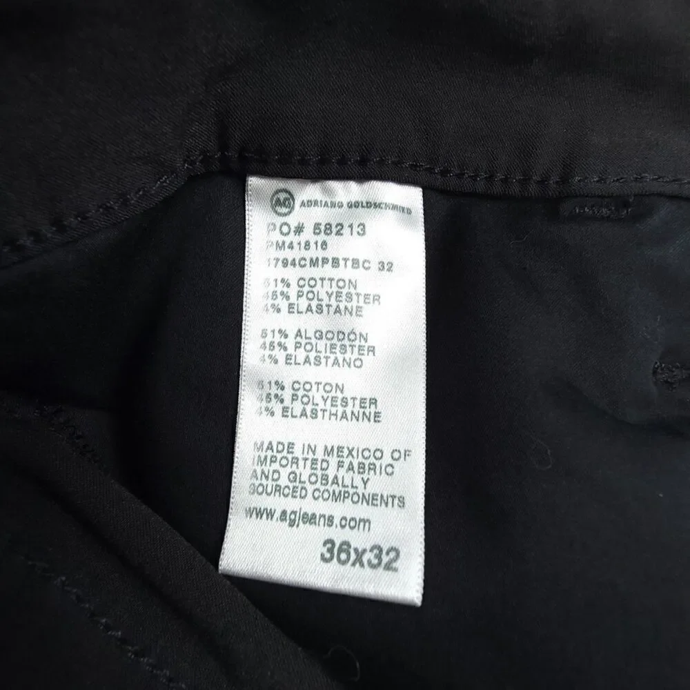 ADRIANO GOLDSHMIED Everett Slim Straight Chino Casual Pant 36x32 Black Minimal
